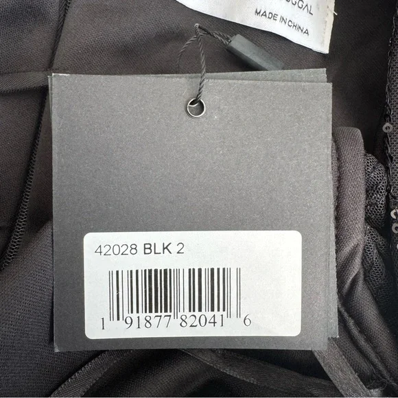 Mac Duggal Ieena Long Sleeve Wide-Leg Sequin Jumpsuit NWT in Black 2 - Picture 13 of 16